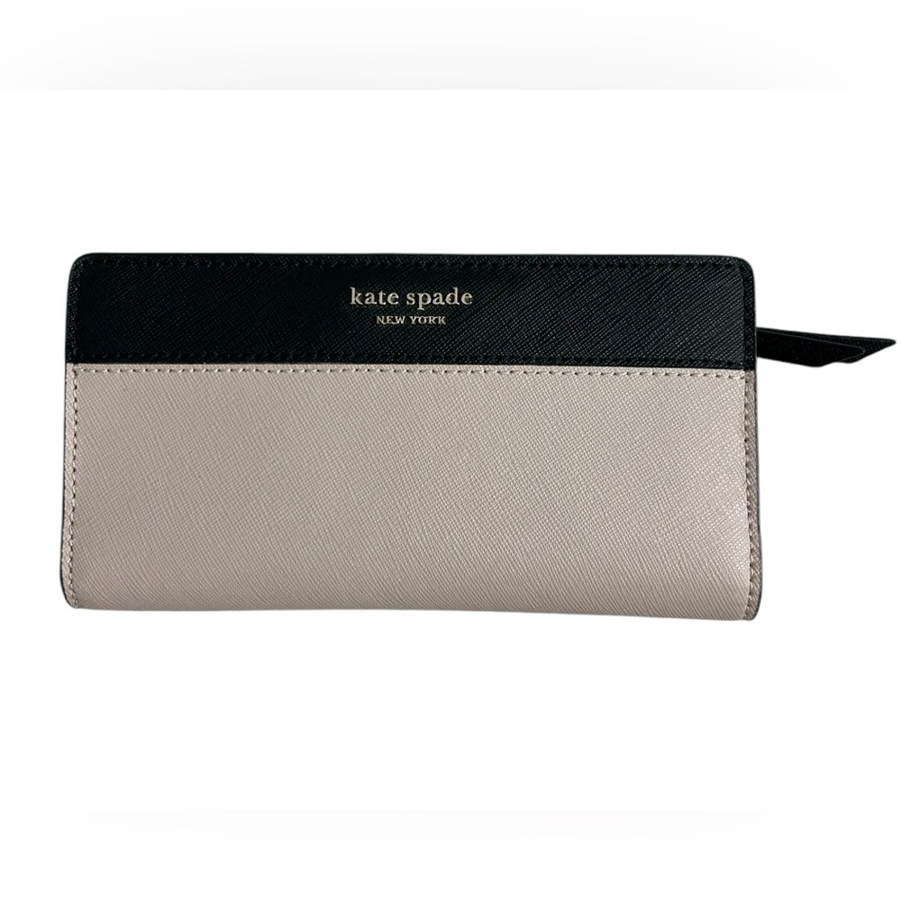 Kate Spade Black and Cream Wallet with Sleek Design